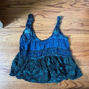 Urban Outfitters blue patterned peplum tank top. Scoop neck back. Size XS.